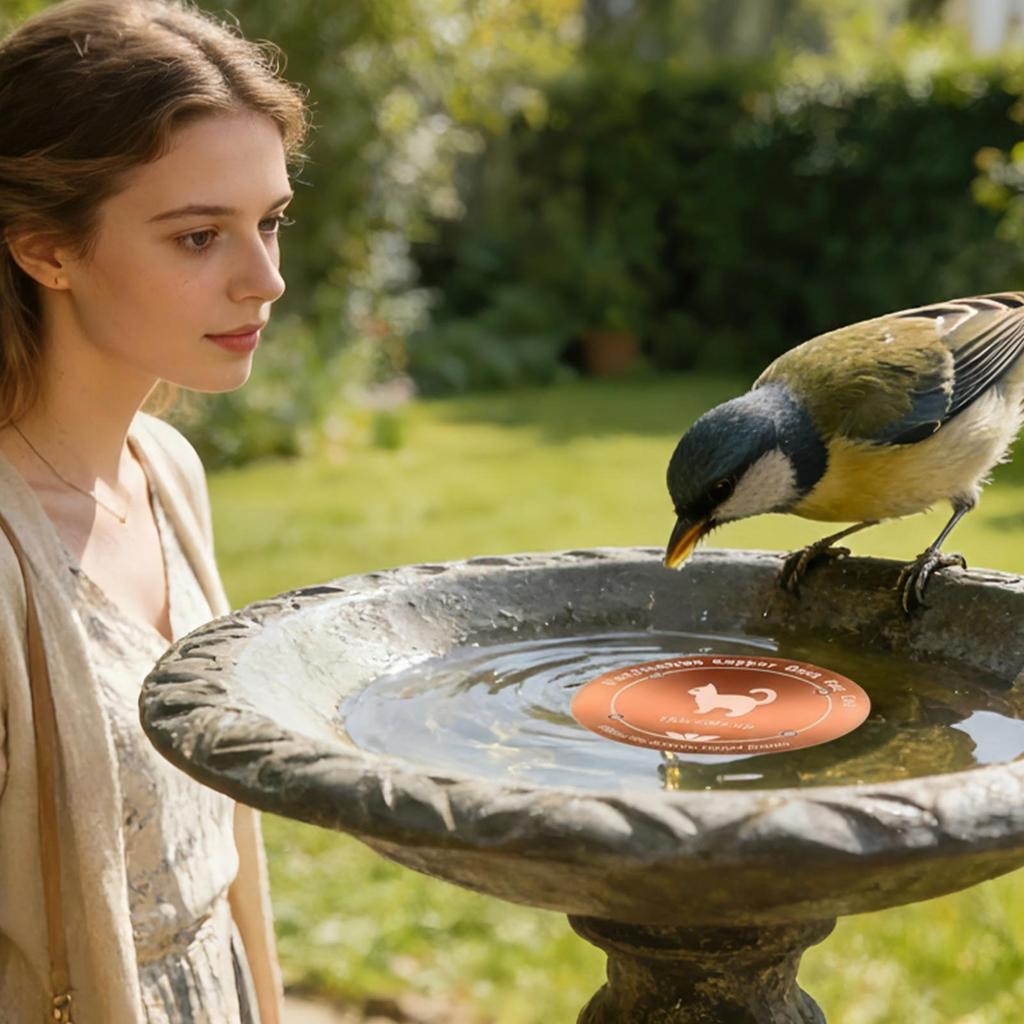 Bird Bath Copper Disk Bird Bath Purification Disk Birdbath Accessories with Triple Point Support Bird Bath Purification Disk