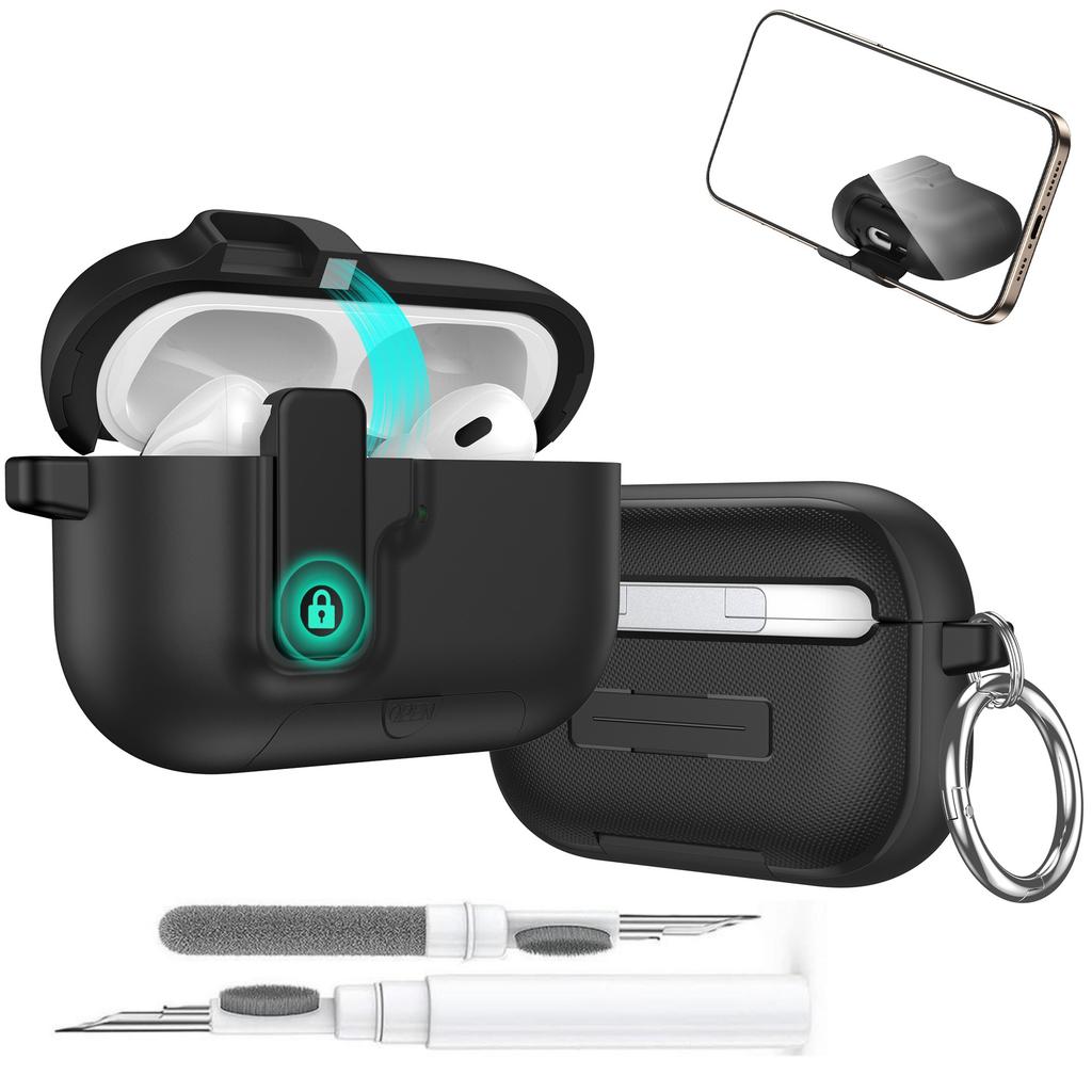 New For AirPods Pro 3 Case Lock 2025 Shockproof Apple AirPods Pro 3rd Generation Case Protective Case with Cleaning Kit&Keychain