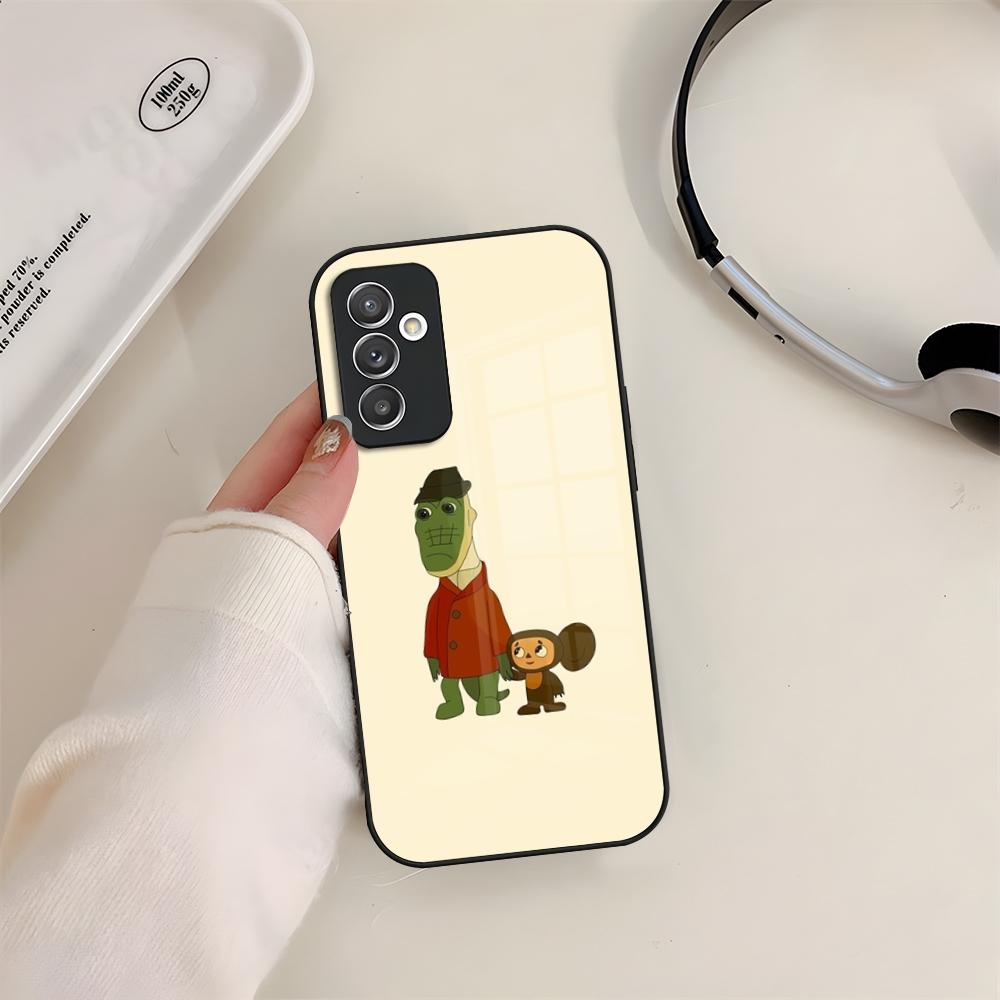 Cheburashka Phone Case Glass For Samsung S24 S26 S23 S20 S25 S21 S22 Ultra Fe Plus A05 A06 A16 A26 A36 A56 Coque
