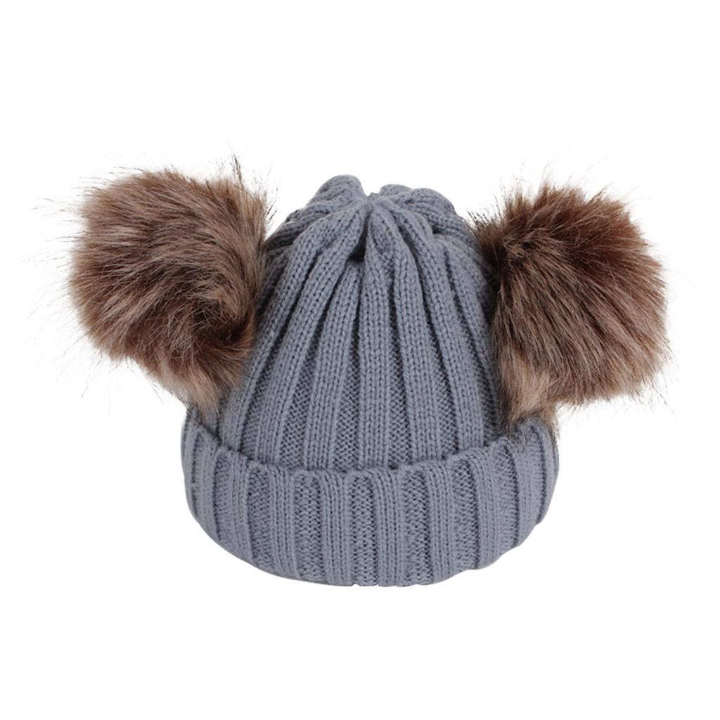 Baby Hat And Scarf Set With Faux Raccoon Fur Balls Winter Warm Knitted For 6-36 Months Infant Toddler Accessories