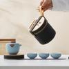 Portable Ceramic Travel Tea Set (1 Pot, 3 Cups)