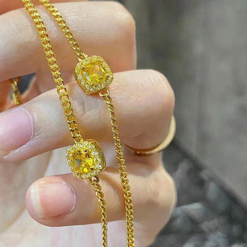 24k zircon small sugar cube bracelet light luxury high-end simple bracelet women's fashion versatile jewelry women
