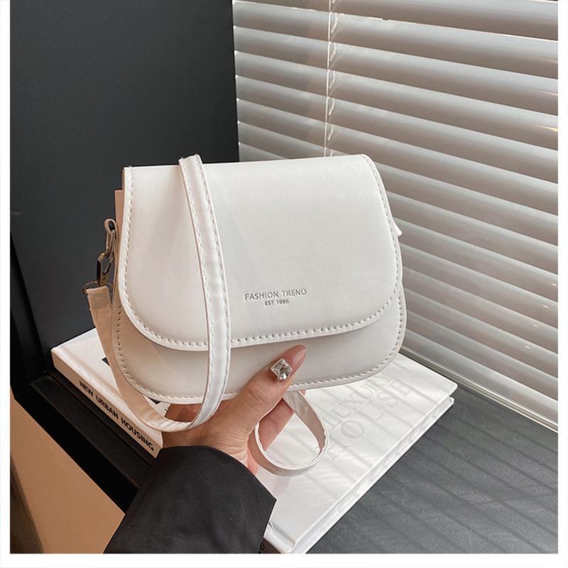 Shoulder Bag Waterproof PU Leather Simple Solid Color Flap Crossbody Messenger for Daily Commute Travel Shopping