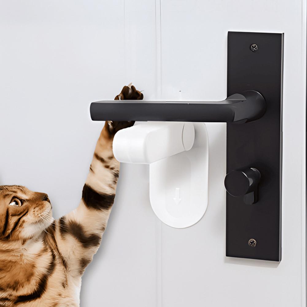 Universal Child Safety Door Lever Lock Punch-Free Anti-Open Hidden Button Buckle Self-Adhesive ABS Anti-Pinch Door Handle Lock for Home Baby Security