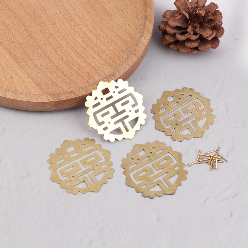 4 Bucăți Colț Decorativ din Bronz Antic Chinezesc Protecții Colț Cutie din Lemn Cutie din Fier Artizanat Feronerie Mobilier Acoperire Colț