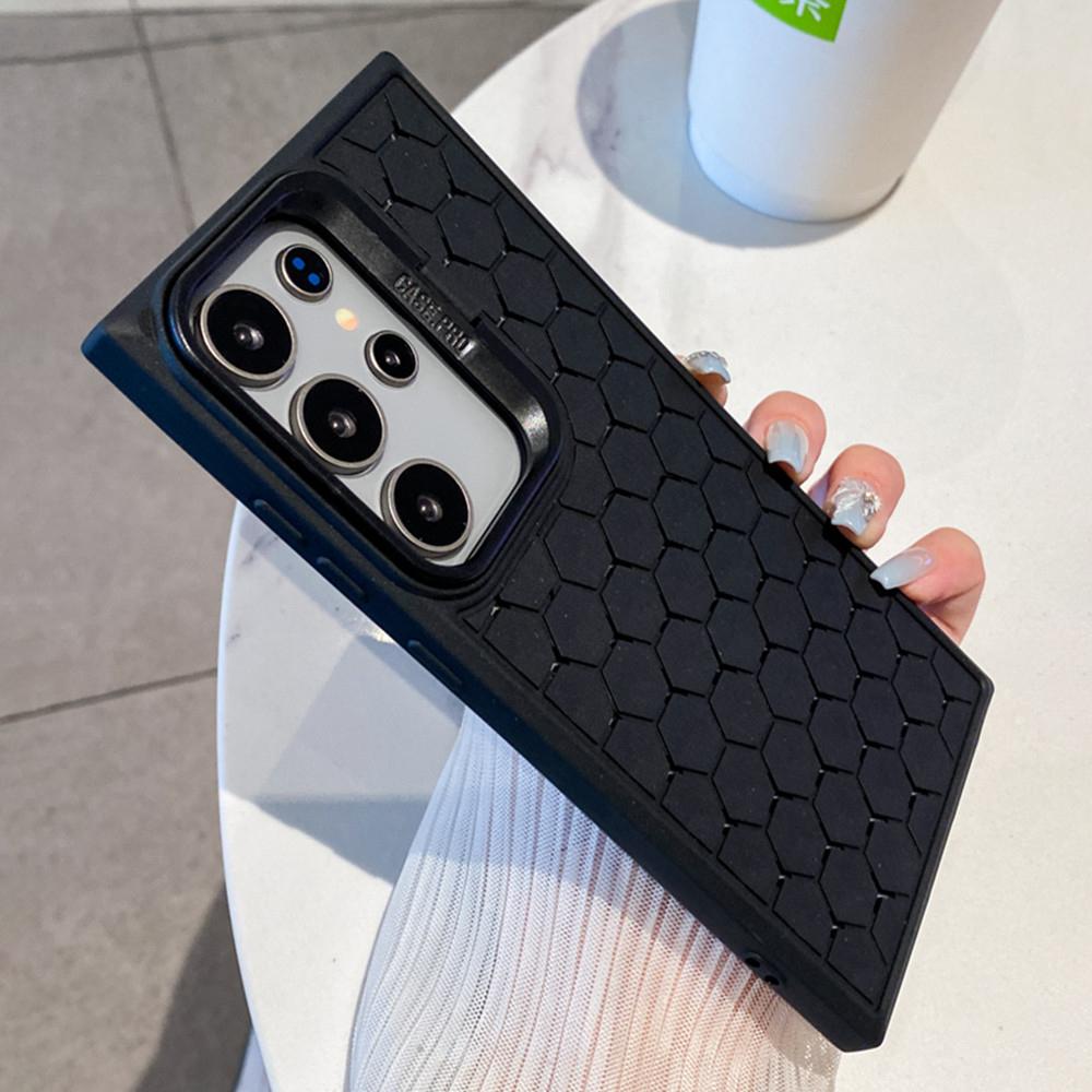 Camera Stand Holder Cooling Soft Case for Samsung Galaxy S24 Ultra S23 Plus S23 FE A55 A54 A34 A35 Honeycomb Bumper Phone Cover