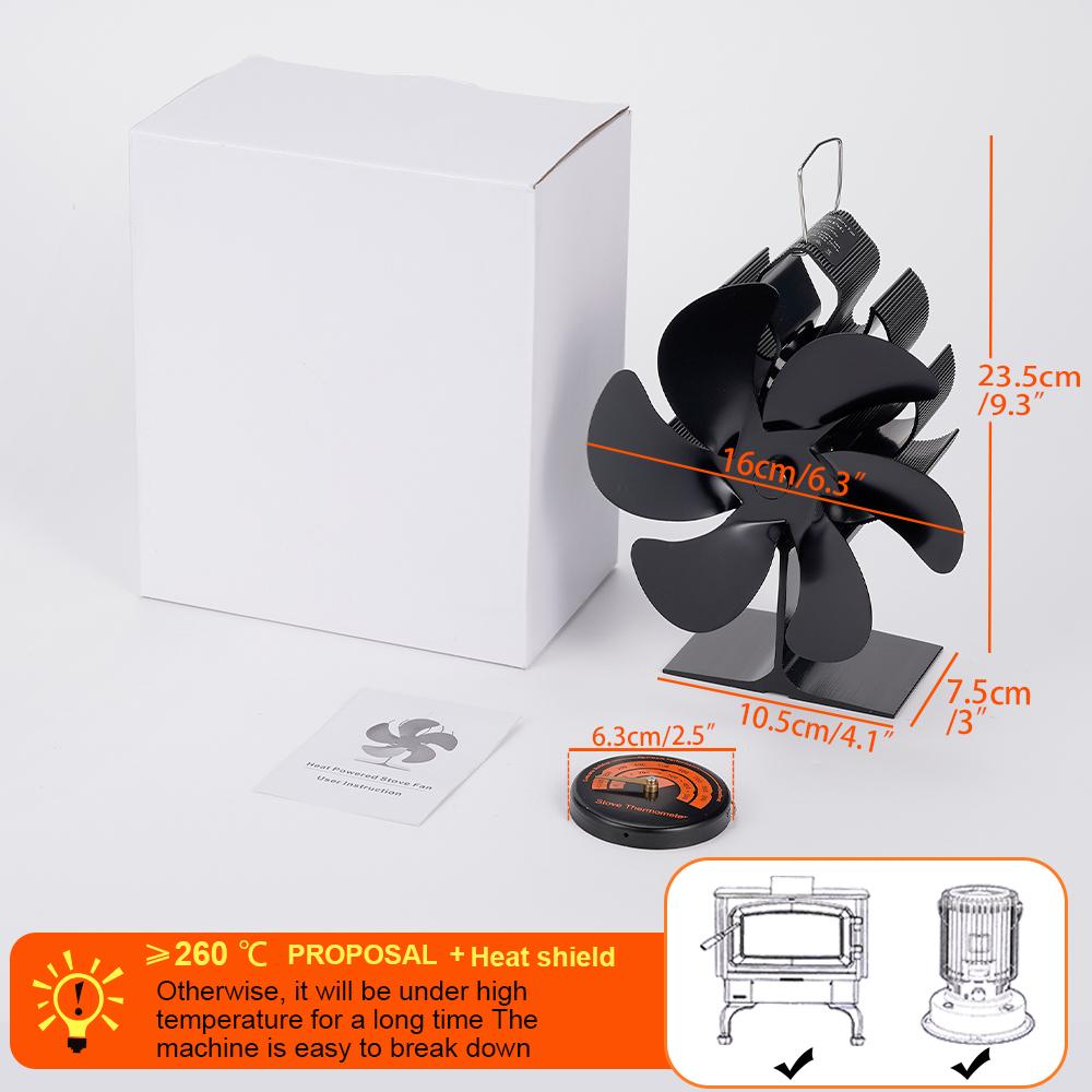Stove Fan Heat Powered Fireplace Fan 6 Blades Log Wood Burner Eco-Fan Quiet Home Warm Efficient Heat Distribution