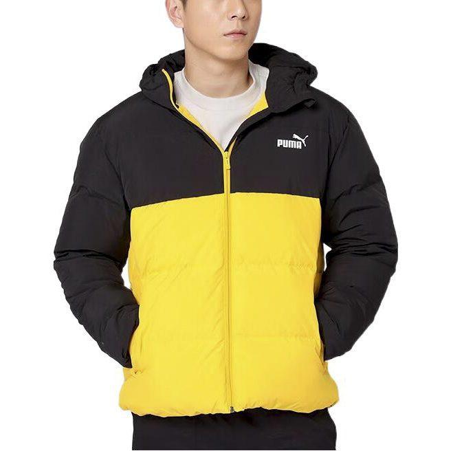 Puma Down Jackets Men's Yellow Hooded Moderate Puffer Jacket 534502-01