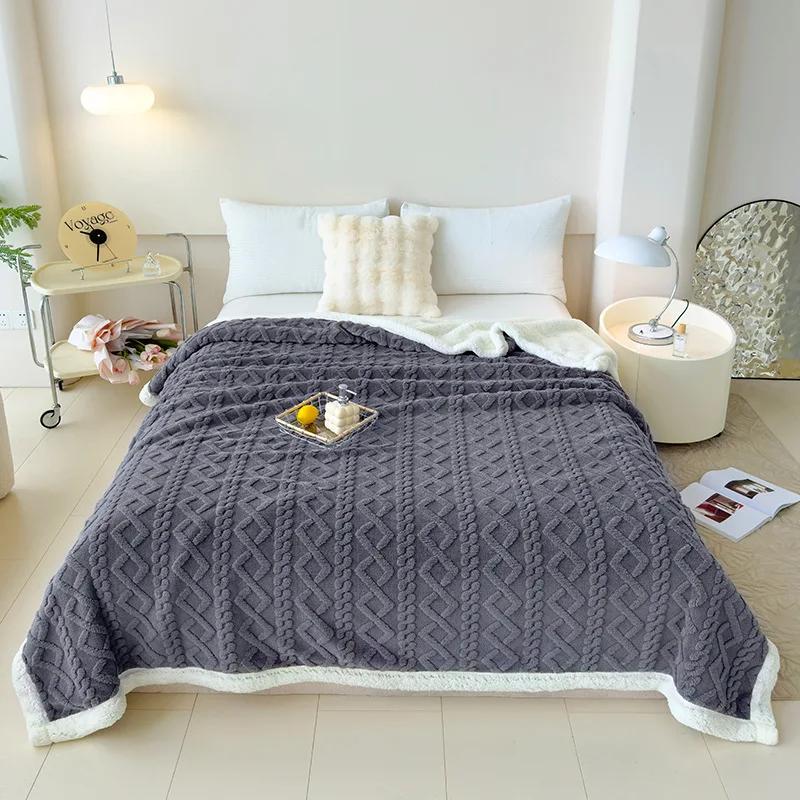 Super Soft Cozy Ouble Thickened Throw Blanket Pile Tapestry Bed Cover Sofa Multifuntional Polyester Blanket for Four Season 100X150cm