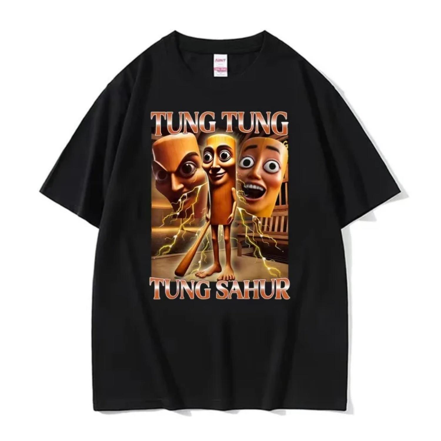 

Funny Tung Tung Tung Sahur Meme T Shirt Italian Brainrot New Style T-shirts Men Women Fashion Casual Short Sleeve O-Neck T-shirt S чёрный