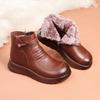 Women Winter New Real Leather Ankle Snow Boot Thick Sole Non Slip Plush Keep warm Middle Aged And Elderly Flat sole Cotton Boots