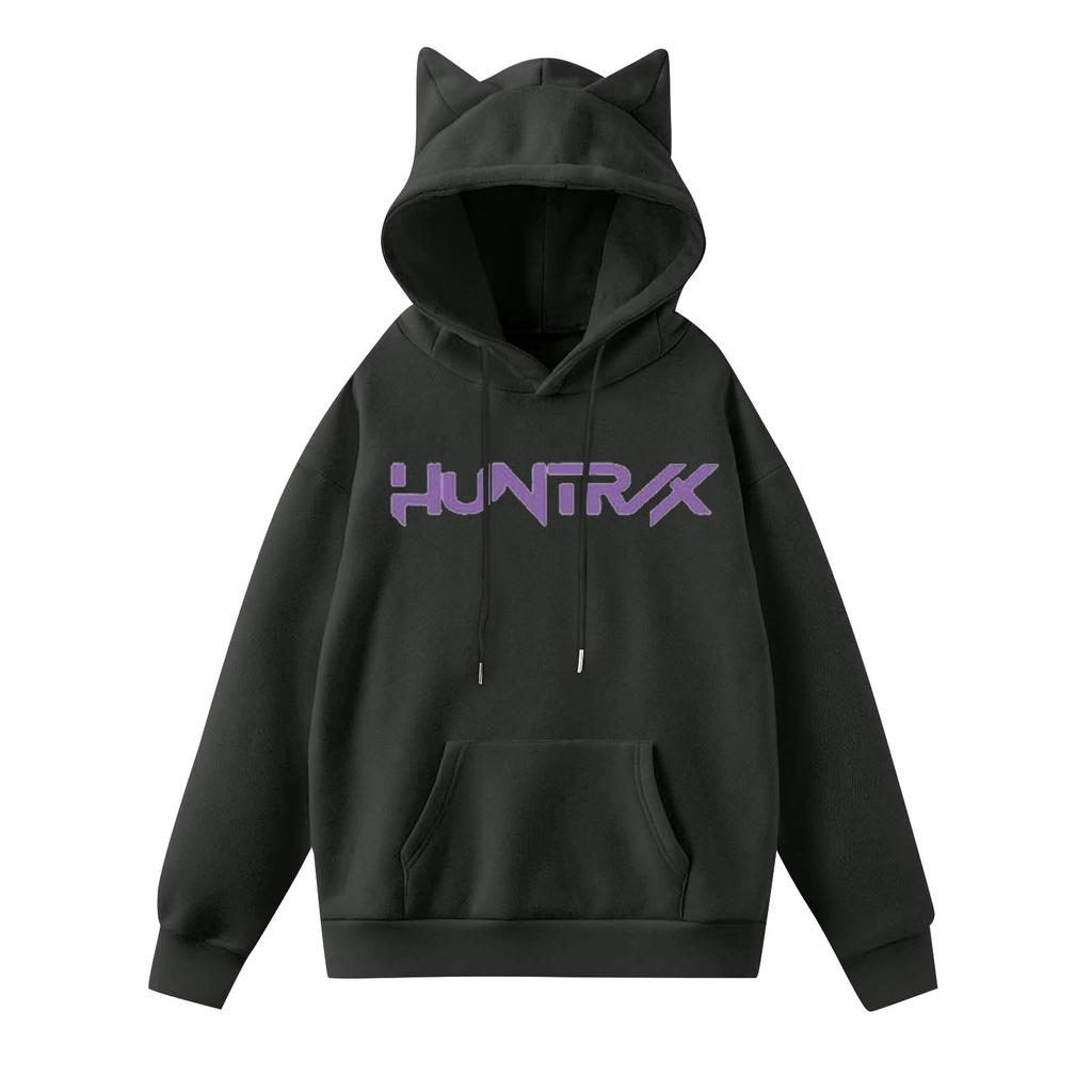 Ladies Fashion Casual Long Sleeve Printed Round Neck Hoodie Pullover Top With  Pockets