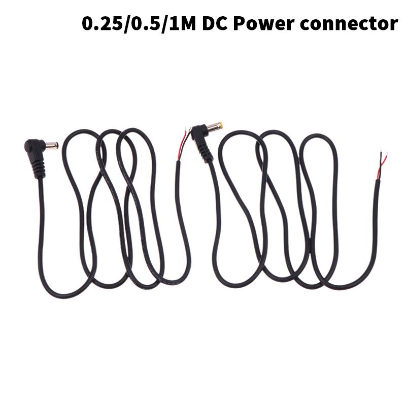 1pc 5.5x2.1mm/2.5mm Right Angle DC Power Cable - Male Plug Connector Extension Cord for DC Power Supply