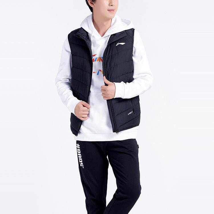Li-Ning Stand Collar Cold Resistant Warm Down Jacket Men Jacket Black AMRQ045-1