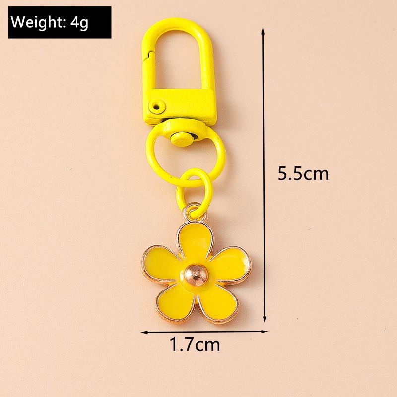 Cute Enamel Flower Keychain Butterfly Key Ring Pendant for Women Girls Handbag Decor DIY Handmade Jewelry Gift