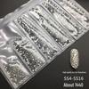 6-Grid Flat-Back Nail Art Rhinestone Set (1440pcs) - Mixed AB & Clear Glass Rhinestones Nail Decorations