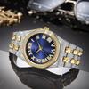 Men's Diamond Watch Fashion Crystal Rhinestone Quartz Analog Watch Iced-Out Bracelet Wrist Watch