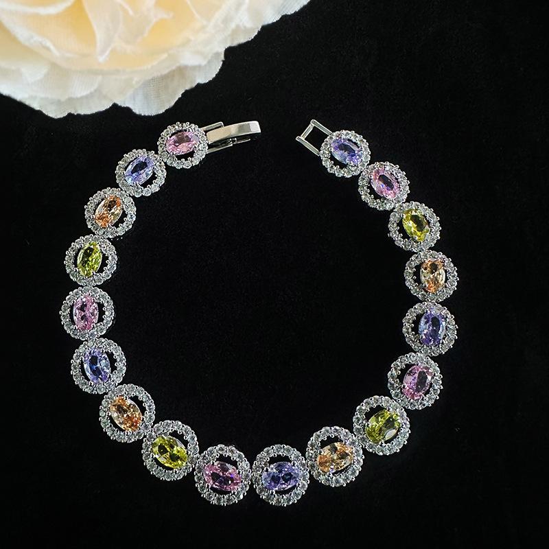 Новый европейский и американский стиль Модные трендовые аксессуары Женский креативный браслет Простой циркон Белое золото 2026 18cm