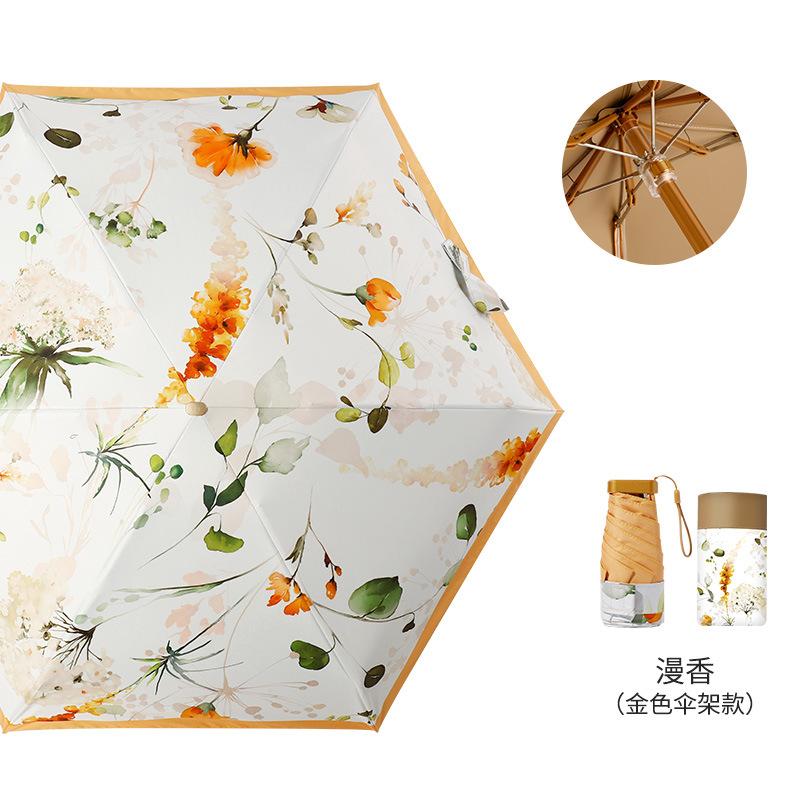 New flat 60% fold pocket umbrella, sun card umbrella, color glue, sun protection, anti-parasol, small fresh umbrella, women's folding umbrella