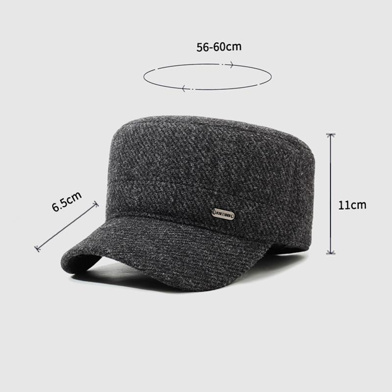 Winter Men's Hat Velvet Thick Ear Protection Wool Flat Cap Middle-Aged Outdoor Warm Cotton Hat