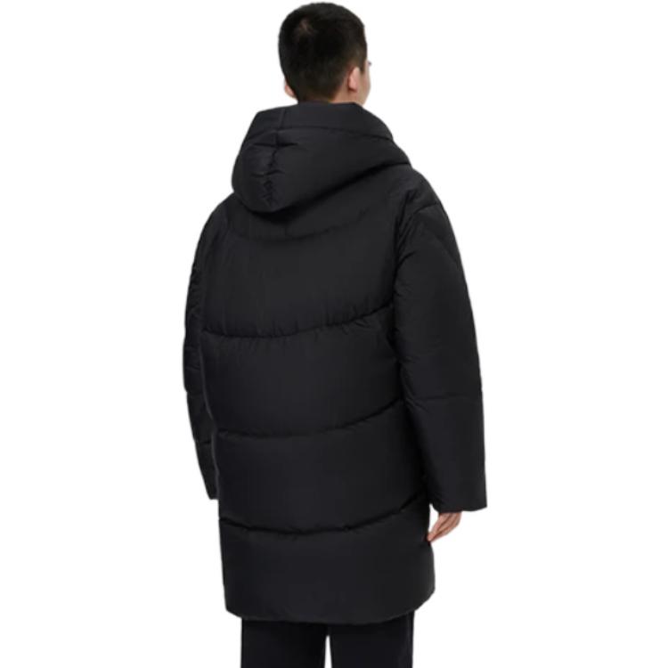 Li Ning Down Jackets Men's Black Hooded Moderate Quilted Down Jacket AYMS141-2