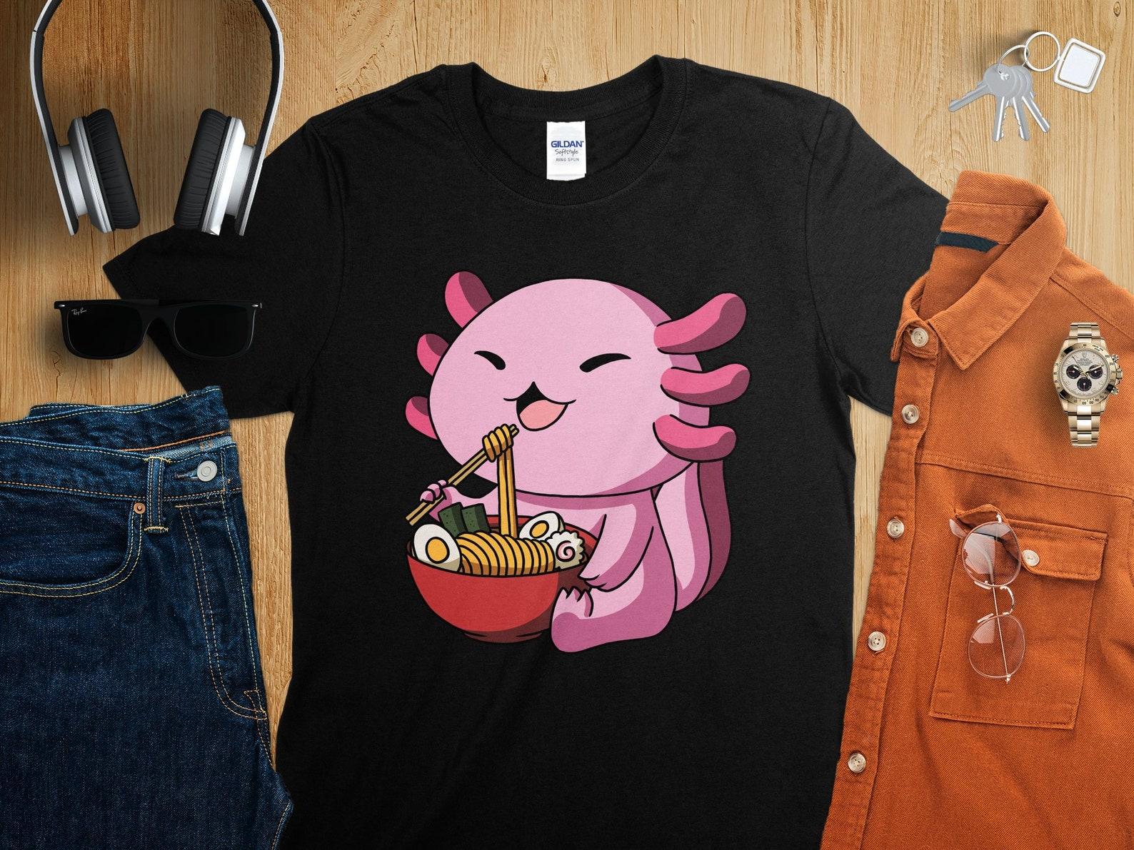 Kawaii Anime Axolotl Asian Noodles Japanese Ramen Shirt, Anime Shirt, Ramen T-Shirt, Japan Art 3XL