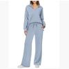 Autumn and Winter Fashion Casual Women's Long-sleeved Drawstring Solid Color Commuter Trousers Suit Women