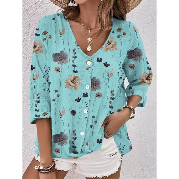 

Women Linen Shirt Casual Summer Blouse Loose Half Sleeve Button Fly Top Ladies Tunic Femme Clothing Blusas 3XL озеро синий