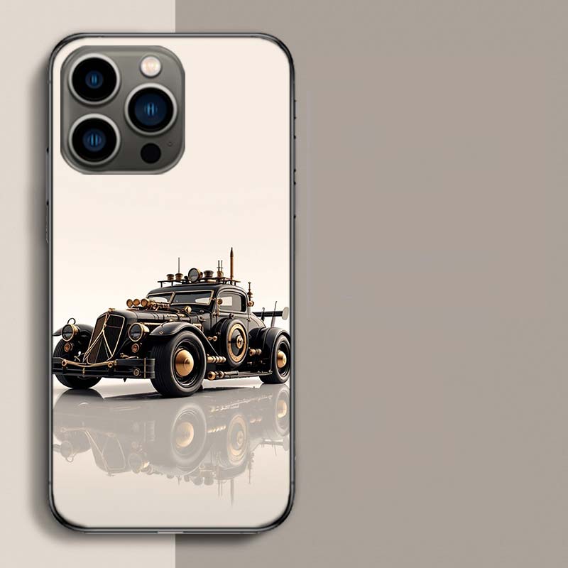 Steampunk Car Phone Case For Iphone 17 Air 15 Pro 14 Plus 16 Pro Max 12 13 Mini 11 16E X XS Cover Cute Fundas