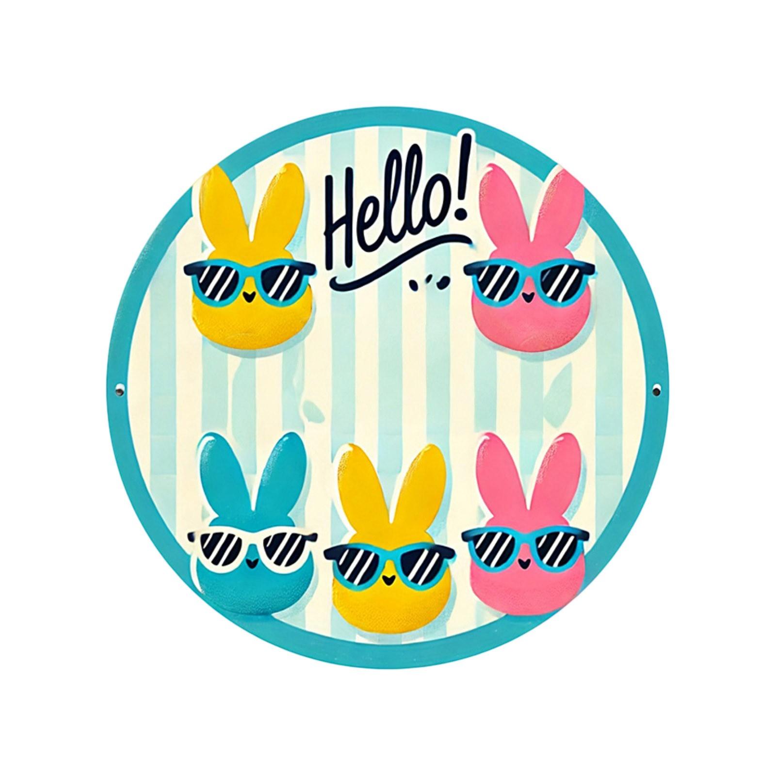 

Пасхальный кролик Пасхальное яйцо Украшения для вечеринки Деревянные круглые таблички Подвесные Праздничная атмосфера Добро пожаловать на двери One Size