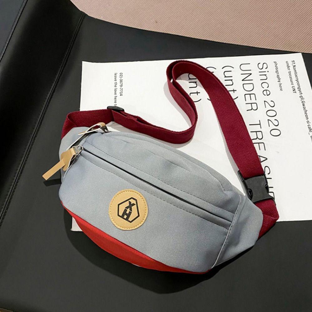 

Nylon Canvas Crossbody Bag Solid Color Waist Bag Casual Canvas Chest Bag Student серый