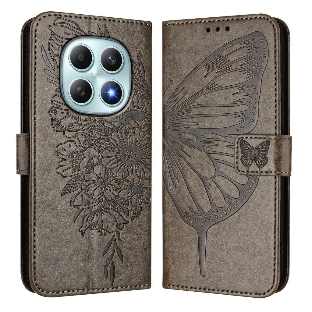 For Xiaomi Poco M8 5G/Redmi Note 15 5G (Global)/15 4G (Global) Wallet Case with Wrist Strap Butterfly Imprint Leather Phone Cover