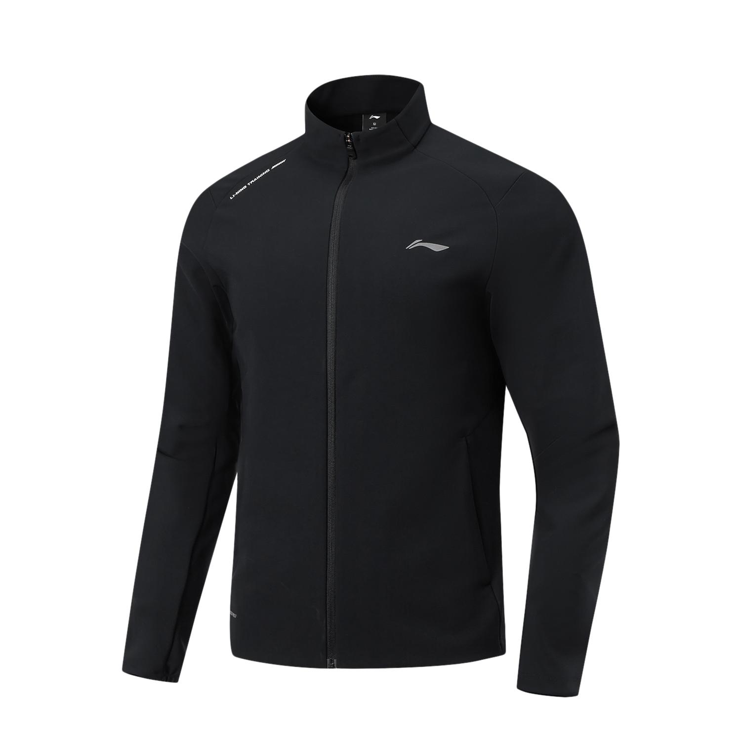 Li-Ning Однотонная куртка на молнии со стойкой, универсальная, повседневная, мужская куртка AFDW081-3 L