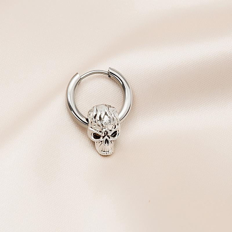 

Преувеличенные серьги-черепа из нержавеющей стали: Мрачный хип-хоп панк стиль