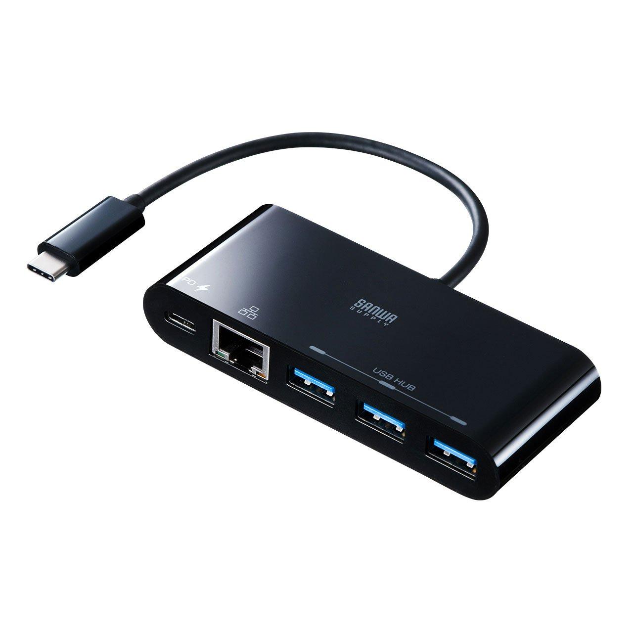 

Sanwa Supply USB-3TCH6BK USB Type-C Hub with LAN Adapter