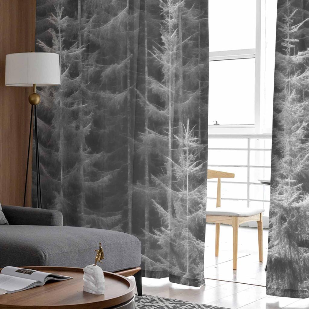 Tapet Skog Träd Höst Tyg Fönstergardiner för Sovrum Lyx Heminredning Draperier i Vardagsrum Chiffongpaneler