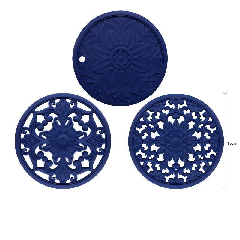 Classical Insulation Hollow Silicone Placemat Clay Pot Heat-Resistant Vegetable Bowl Plate Mat, Dining Table Anti Scalding Mats