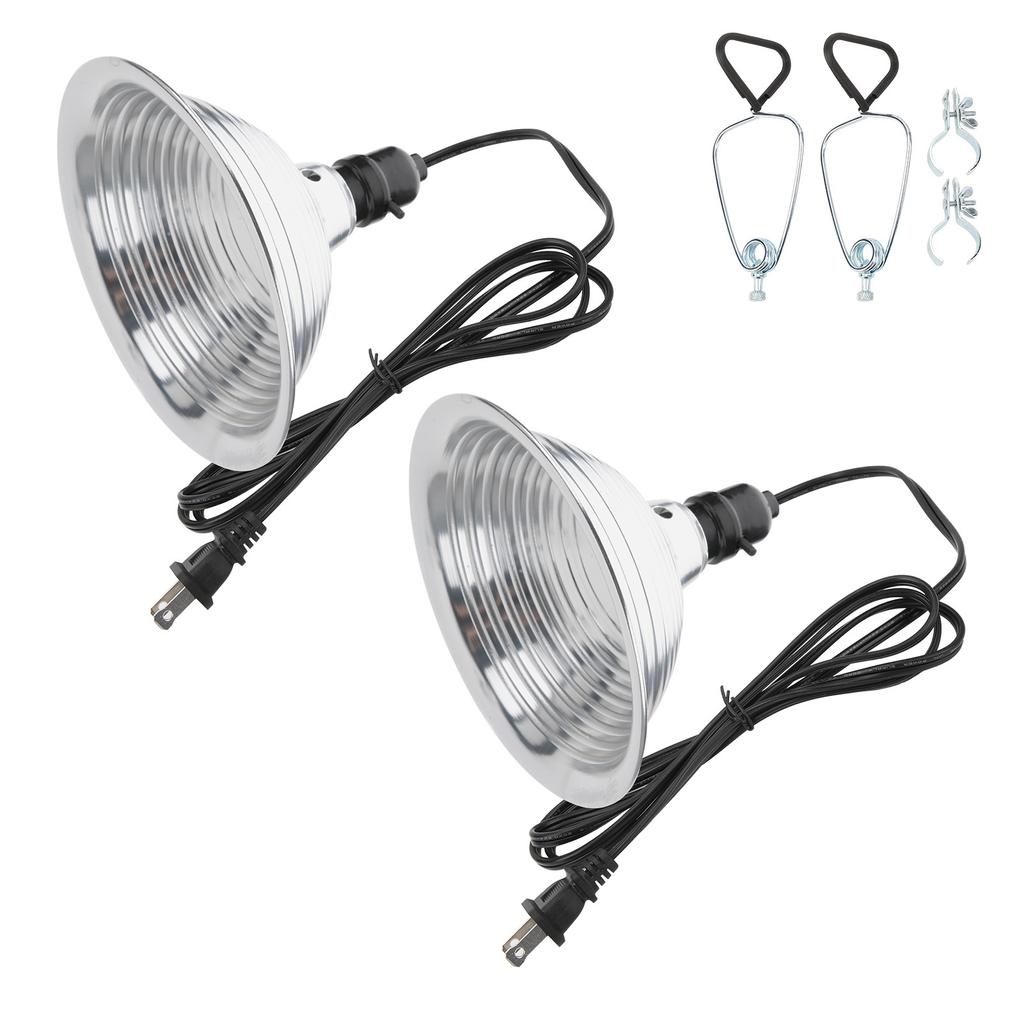 2 Pcs Reptile Lamp Shade Fixture Heat Bulb Clamp Light Shade with Detachable Aluminum Reflector