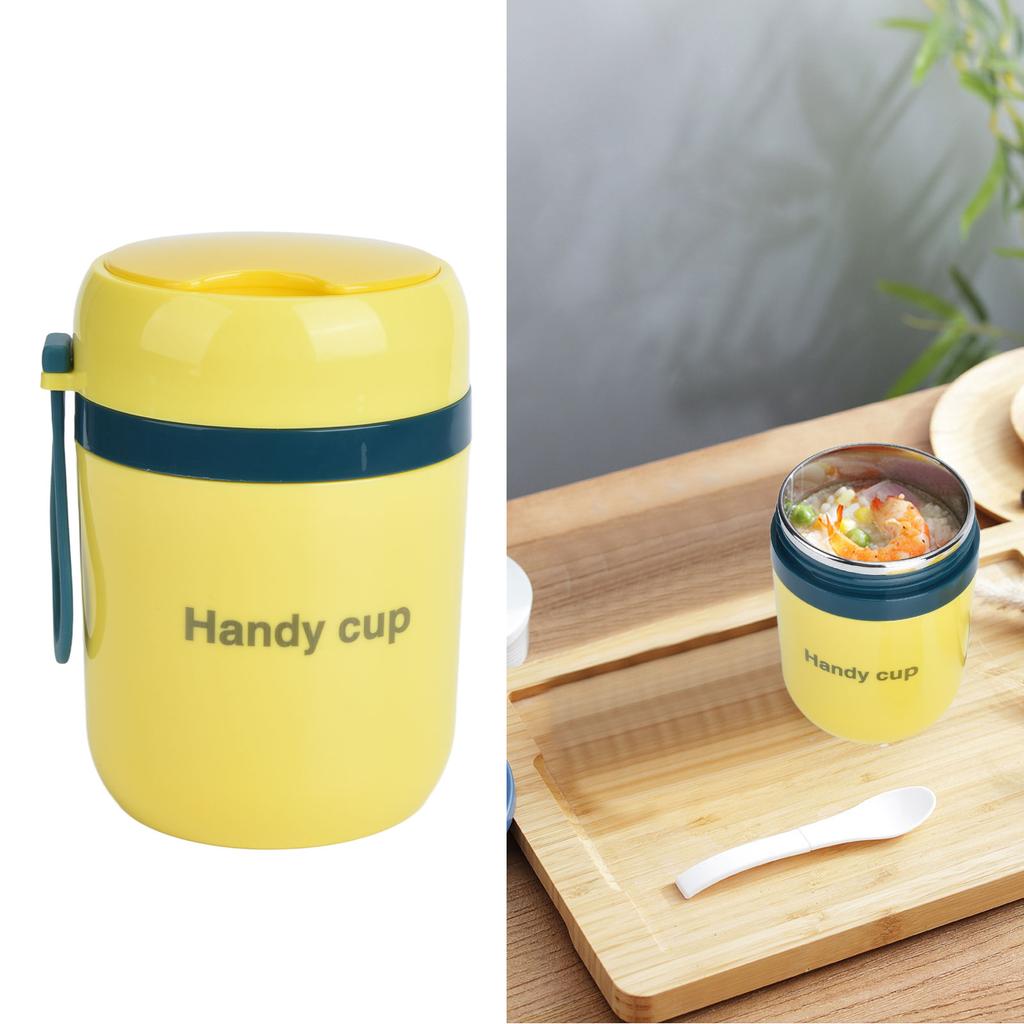 Insulated Soup Containers 500ml Double Anti Scald Heatable Insulated Food Container with Foldable Spoon for School