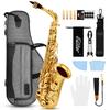 Eastar Alto Saxophone Set bE E Flat Saxophone Gold Lacquer Saxophone with Care Beginner Saxophone Beginner Set 12-Piece Case, Set, Engraved,