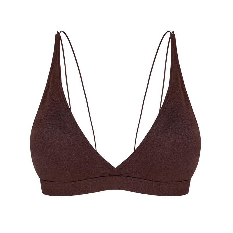 No steel ring underwear women's thin comfortable and skin-friendly non-marking French sexy deep V small chest flat chest triangular cup bra cover