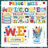 8 Sheets Back to School Window Door Clings, Welcome Window Stickers Bulletin Board Classroom Door Decorations Wall Glass Blackboard pirational