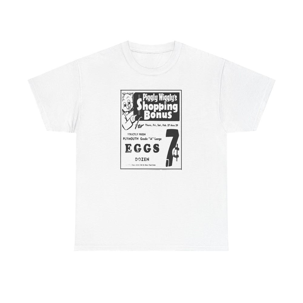 

Vintage Egg Advertising Unisex Tshirt Tops Tee, 1964 Retro Graphic Shirt, 7 Cents a dozen, S