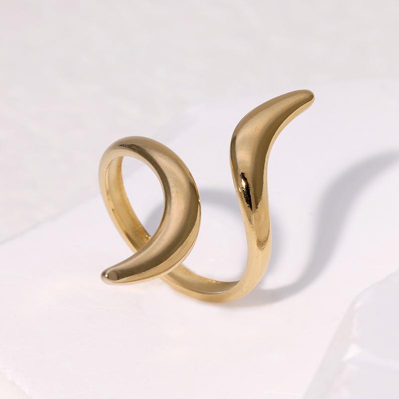 18K Gold Plated Stainless Steel Open Ring: Simple, Versatile, Niche Design, Colorfast Titanium Steel