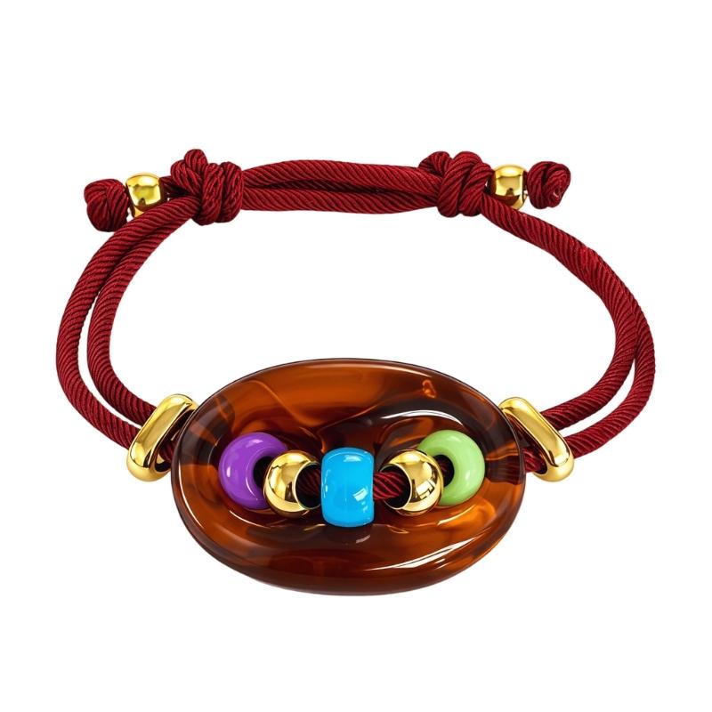 A52E Pig Nose Beaded Bracelet Adjustable Rope Wristchain Jewelry For Daily Wear