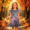 Kids Casual Halloween Printed Sleeve Dress for Party and Holiday