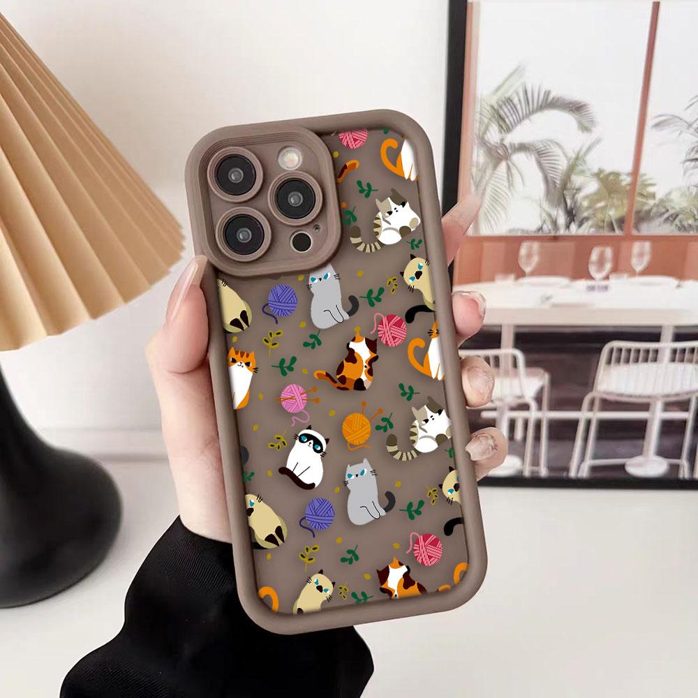 Cute Cat Charming Phone Case For iPhone Apple 17 AIR 16 16E 11 12 13 14 15 XR Plus Pro Max DIY Case TPU Shockproof Cover Capa