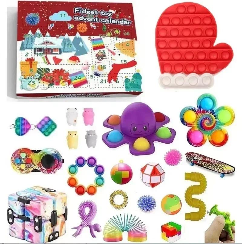 Fidget Advent Calendar 2025, Christmas Advent Calendars Countdown 24 Days, Bubble Toy Surprise Box Sensory Fidget Toy Packs for Girls Teens