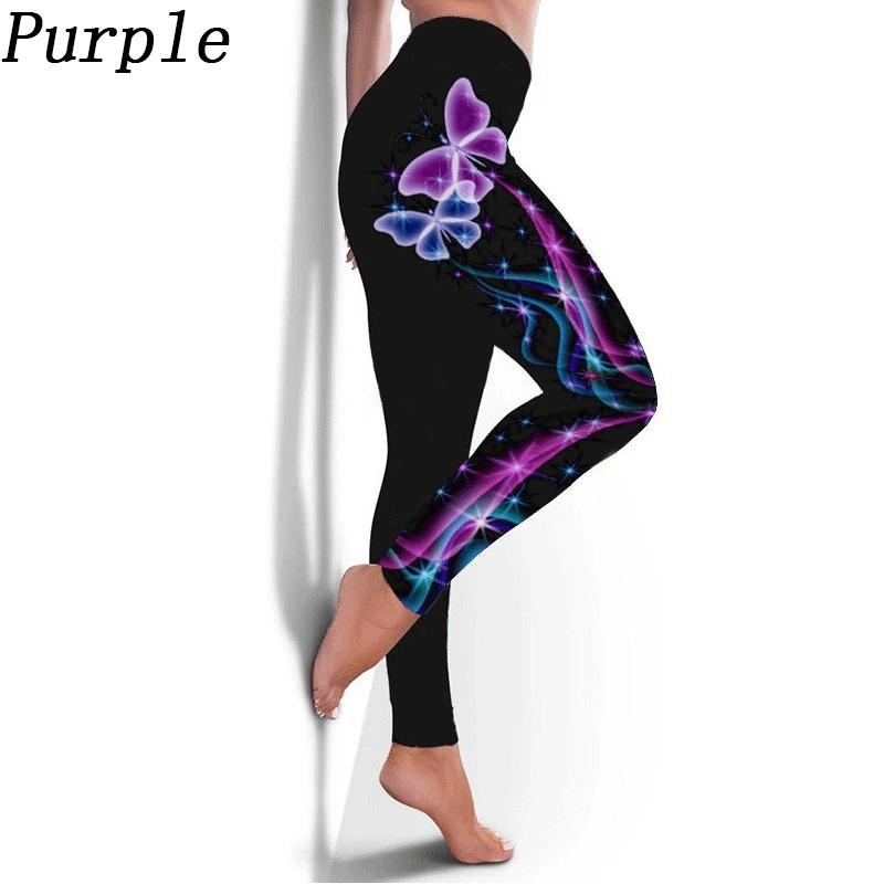 Pantaloni da Yoga Stampati a Farfalla Donna Vita Alta Sollevamento Fianchi Pantaloni da Ginnastica Vestibilità Slim Leggings Taglie Forti Fitness Gamba Sottile Leggings Stampati Sportivi Pantaloni da Yoga
