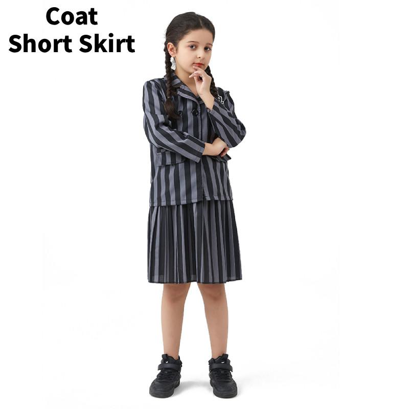 

Wednesday Adams Family Cosplay Costume With Polyester Fabric For Halloween And Role Play L сірий